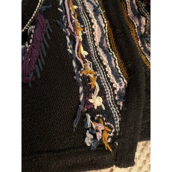 Vintage Christopher & Banks Sweater Cardigan Black Hand stitched Embroidery Med - Picture 8 of 12
